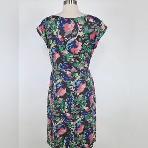 Boden Navy and Pink Floral Midi Dress